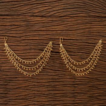 Designer 3 Line Golden Ball Earchain or kan chain Ear Support Earrings pearl hair accessories 2