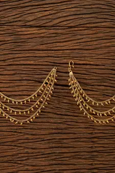 Designer 3 Line Golden Ball Earchain or kan chain Ear Support Earrings pearl hair accessories