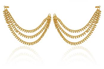 Designer 3 Line Pearl Earchain or kan chain Ear Support Earrings pearl hair accessories 2