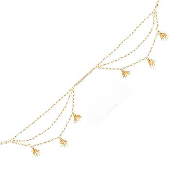 Designer 3 Line Pearl jhumki Earchain or kan chain Ear Support Earrings pearl hair accessories 3