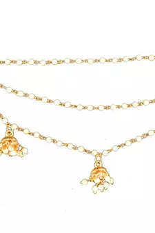 Designer 3 Line Pearl jhumki Earchain or kan chain Ear Support Earrings pearl hair accessories