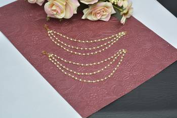 Designer 3 Line Pearl Earchain or kan chain Ear Support Earrings pearl hair accessories 1