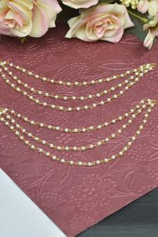 Designer 3 Line Pearl Earchain or kan chain Ear Support Earrings pearl hair accessories