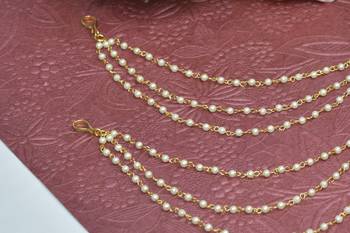 Designer 3 Line Pearl Earchain or kan chain Ear Support Earrings pearl hair accessories 2