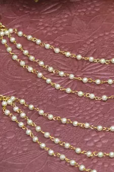Designer 3 Line Pearl Earchain or kan chain Ear Support Earrings pearl hair accessories