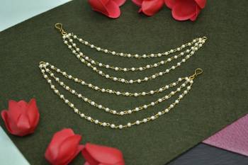 Designer 3 Line Pearl Earchain or kan chain Ear Support Earrings pearl hair accessories 1