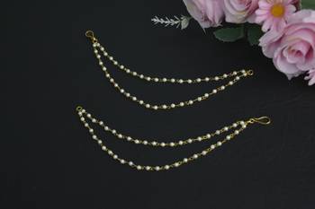 Designer 2 Line Pearl Earchain or kan chain Ear Support Earrings pearl hair accessories 1
