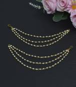 Designer 3 Line Pearl Earchain or kan chain Ear Support Earrings pearl hair accessories