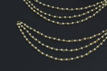 Designer 3 Line Pearl Earchain or kan chain Ear Support Earrings pearl hair accessories 2