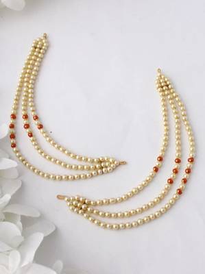 Designer 3 Line Pearl Earchain or kan chain Ear Support Earrings pearl hair accessories 1