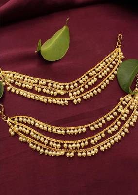 Designer 3 Line Pearl Earchain or kan chain Ear Support Earrings pearl hair accessories 1
