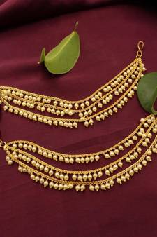 Designer 3 Line Pearl Earchain or kan chain Ear Support Earrings pearl hair accessories