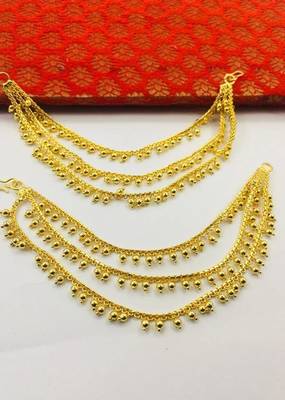Designer 3 Line Pearl Earchain or kan chain Ear Support Earrings pearl hair accessories 1
