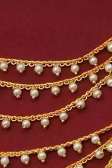 Designer 3 Line Pearl Earchain or kan chain Ear Support Earrings pearl hair accessories