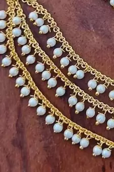 Designer 3 Line Pearl Earchain or kan chain Ear Support Earrings pearl hair accessories