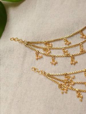 Designer 3 Line Pearl Earchain or kan chain Ear Support Earrings pearl hair accessories 2