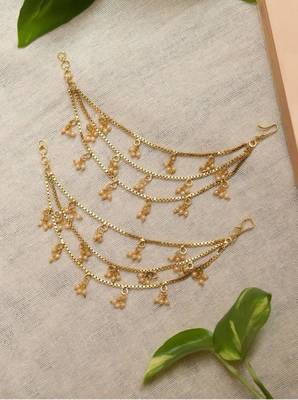 Designer 3 Line Pearl Earchain or kan chain Ear Support Earrings pearl hair accessories 1