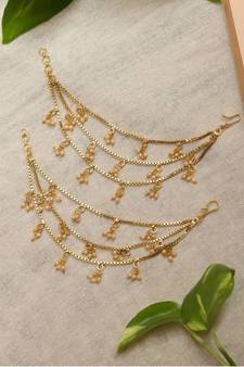 Designer 3 Line Pearl Earchain or kan chain Ear Support Earrings pearl hair accessories