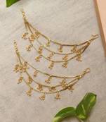 Designer 3 Line Pearl Earchain or kan chain Ear Support Earrings pearl hair accessories