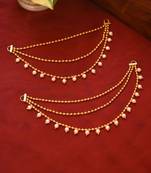 Designer 3 Line Pearl Earchain or kan chain Ear Support Earrings pearl hair accessories