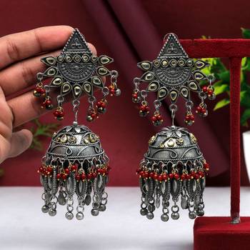 Maroon jhumkas 2