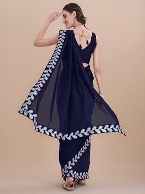 Dark-Teal Embroidered Georgette Salwar 3