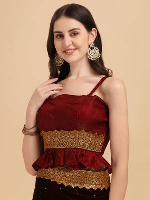 Olive woven jacquard semi stitched lehenga 4
