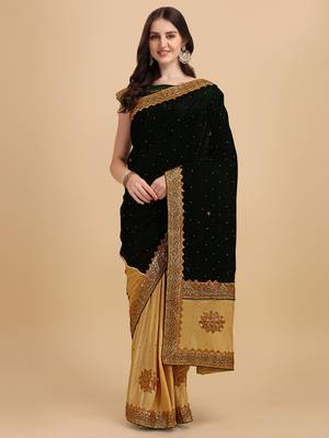 Green woven jacquard semi stitched lehenga 1