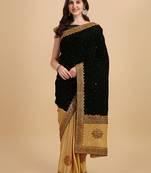 Green woven jacquard semi stitched lehenga