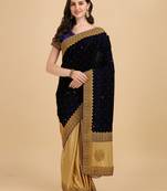 Purple embroidered pure silk saree with blouse