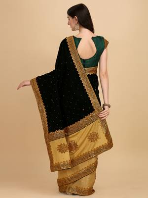 Green woven jacquard semi stitched lehenga 2