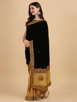 Green woven jacquard semi stitched lehenga 3