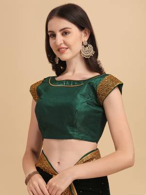 Green woven jacquard semi stitched lehenga 4