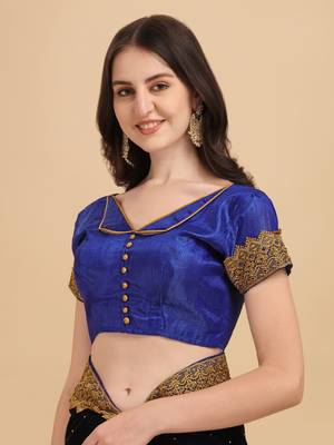 Purple embroidered pure silk saree with blouse 4