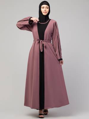Women's latest shrug style layered designer abaya 1