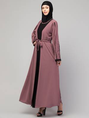 Women's latest shrug style layered designer abaya 4
