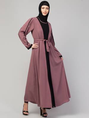 Women's latest shrug style layered designer abaya 5