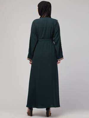 Women's latest shrug style designer abaya with belt 2
