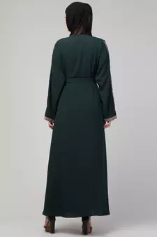 Women's latest shrug style designer abaya with belt