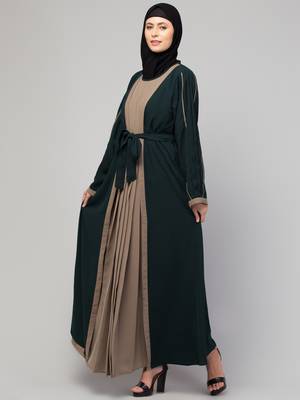 Women's latest shrug style designer abaya with belt 4