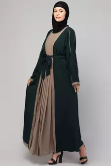 Women's latest shrug style designer abaya with belt