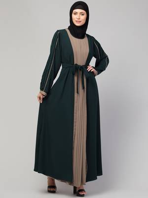 Women's latest shrug style designer abaya with belt 5
