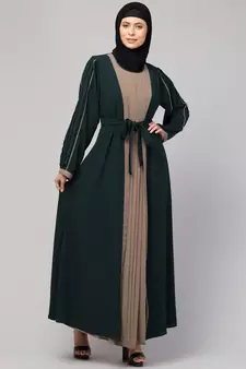 Women's latest shrug style designer abaya with belt