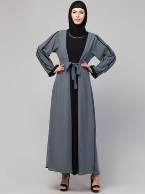 Women's latest shrug style design abaya with belt 1