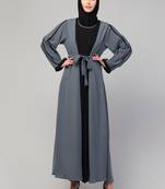Women's latest shrug style design abaya with belt