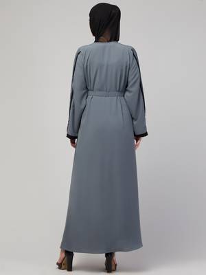 Women's latest shrug style design abaya with belt 2