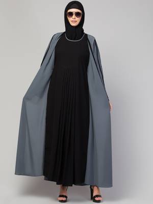 Women's latest shrug style design abaya with belt 3