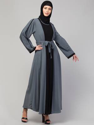 Women's latest shrug style design abaya with belt 4