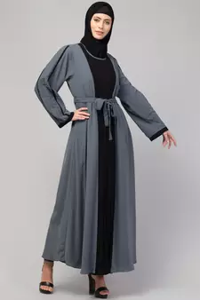Women's latest shrug style design abaya with belt