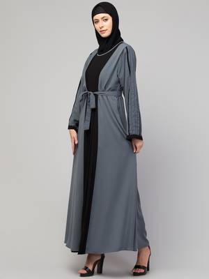 Women's latest shrug style design abaya with belt 5